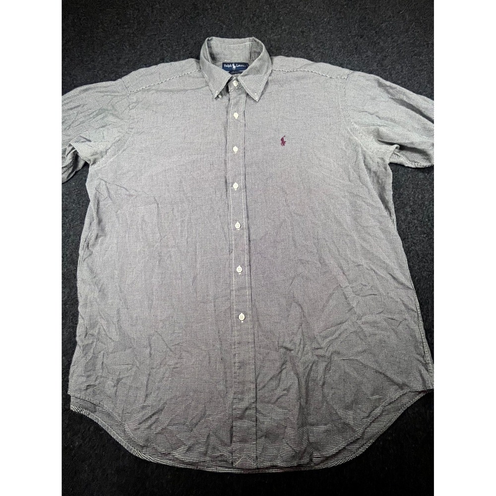 Ralph Lauren Blake Button Down Shirt Men's Large Gray Cotton Collared Round Hem - Picture 2 of 7